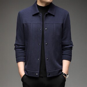 男士2023春秋季新款帅气潮流休闲时尚男装翻领夹克上衣外套厚款图片