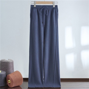 25年秋冬新款男士外穿系带加厚斜条阔腿裤羊绒裤保暖时尚简约百搭，男装休闲裤，达齐羊绒