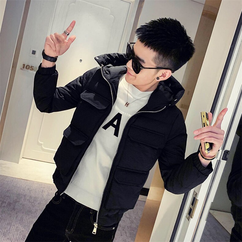 社会风20纯色多口袋修身连帽棉衣潮男B297-8806-P140控188,男装棉衣,电商B297