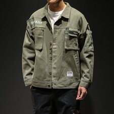 2021春秋季新马切达日系潮男大码贴布工装翻领夹克外套J972-P65，男装夹克，电商A001