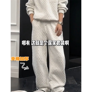特批P35无差价冬季菱格夹棉加厚男休闲保暖大码拖地裤K5692J加棉图片