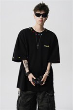 现货-原创-彩色纽扣装饰T恤撞色短袖美式T恤1016-1T351P37K68，男装T恤，星座1016-1（原电商B408-1）