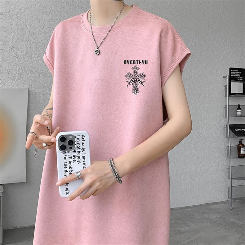 无袖背心男夏季新款港风宽松鹿皮绒圆领套头大码坎肩T9955-P25，男装背心/马甲，星座214-3