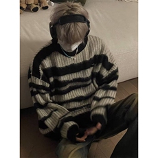 DA6011-P50秋冬毛衣男潮牌慵懒风宽松马海毛针织衫外套-网图现货，男装针织衫/毛衣，星座603-2