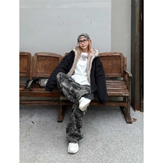 网图慎用座山雕美式复古显高连帽棉服加绒毛领外套MY2585P100，男装棉衣，电商A128