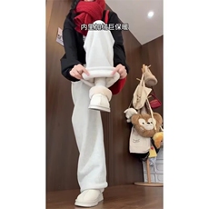 运动裤女冬季新款高腰直筒棉裤休闲垂感阔腿加绒卫裤LB45711-P40，男装休闲裤，星座1008