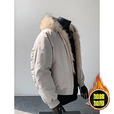 现货高品质美式高街冬季重磅硬挺短款座山雕毛领棉衣男女加厚外套，男装棉衣，电商A486-1