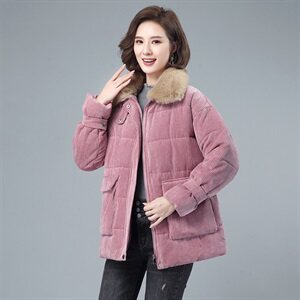 羽绒棉服女中长款2021年新款韩版宽松大码棉衣中年妈妈大毛领加厚图片