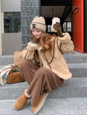 【现货】2025年冬季新款麂皮绒复合羊羔毛外套2566款P200-K278，女装羊羔毛/颗粒绒，浙宝301