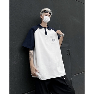 C419-P42 日系潮流百搭休闲短袖夏季新款撞色拼接POLO衫男 现货图片