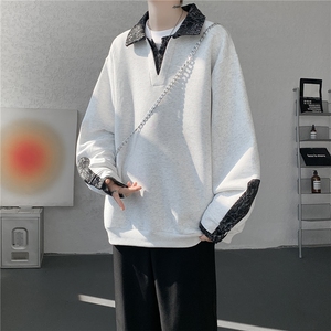 WY10173-特批50 加绒P60 美式重磅绒感V领卫衣大码撞色上衣外套图片
