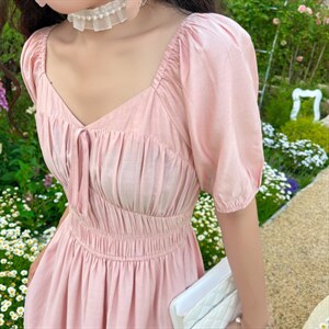 夏季清新连衣裙净色,女装连衣裙,安玖拉