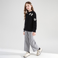 时尚百搭通勤简约休闲蝴蝶结开衫，童装儿童羊毛衫，牧皓研