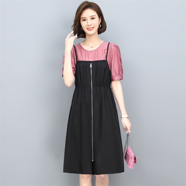 2023年夏季时尚潮流舒适设计拼接款优雅百搭连衣裙，女装连衣裙，鑫鑫格