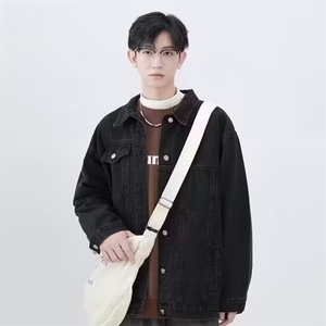 新款牛仔衣夹克男士美式潮牌工装复古外套男生宽松型HS8159/P60图片