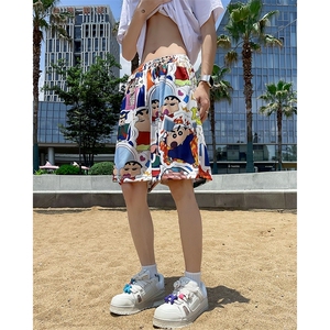 蜡笔小新宽松休闲短裤男夏季潮牌速干沙滩裤薄款冰丝运动五分中裤图片