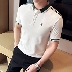 2025夏季主推新款撞色字母刺绣时尚短袖T恤翻领Polo衫A3104-P48，男装T恤，电商D342