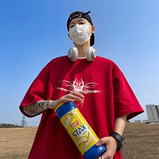 抖音得物二开现货供应220克夏装重磅美式高街宽松短袖t恤MT71，男装T恤，电商A486-1