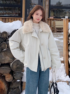 羊羔毛翻领加厚保暖派克服女冬小个子洋气减龄外套图片