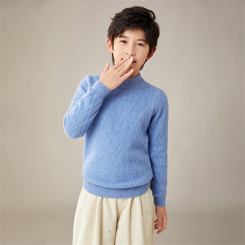 2025秋冬新款羊绒衫女100%纯山羊绒圆领加厚拉绒针织套衫保暖上衣,童装儿童羊绒衫,奥赛羊绒童装