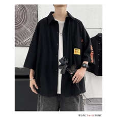 日系条纹短袖衬衫男夏季cityboy休闲百搭翻领衬衣潮牌薄款外套潮，男装衬衫，星座506A