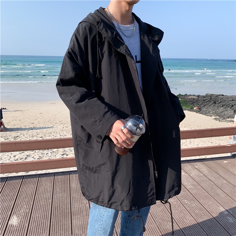 F1007/P80秋装货足男士风衣韩版潮流中长款大码宽松外套男装,男装风衣,电商A141