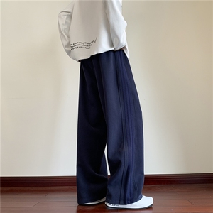 秋冬加厚垂感休闲裤宽松男拖地裤斜杠卫裤运动裤K10135-P45加绒50图片