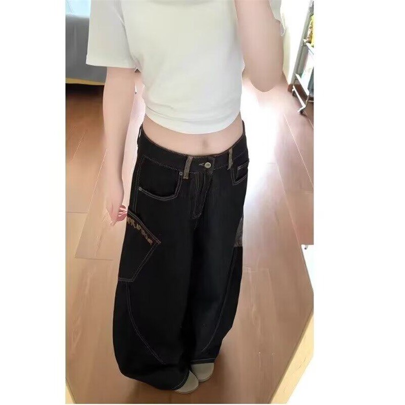 潮流常规高腰显瘦宽松阔腿裤牛仔裤女新款气质时尚长裤简约春秋,男装牛仔裤,星座506A