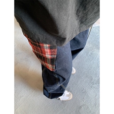 【有货】XK8091LL-特P55格纹拼接baggy水洗萝卜牛仔裤子，男装牛仔裤，星座1007（原301D）