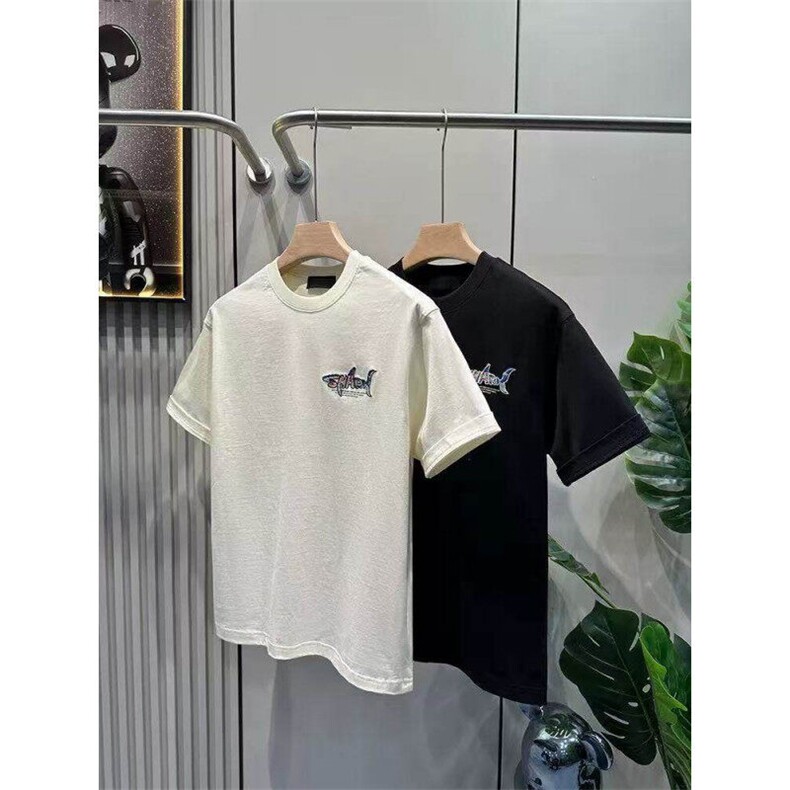 原版质量发泡工艺夏季个性鲨鱼图案圆领重磅短袖T恤男潮牌半袖,男装T恤,星座613