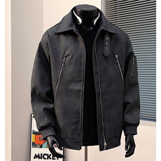 港风扎染做旧面料双拉链大口袋情侣皮衣女夹克男JK77867P90控148，男装夹克，星座226-2