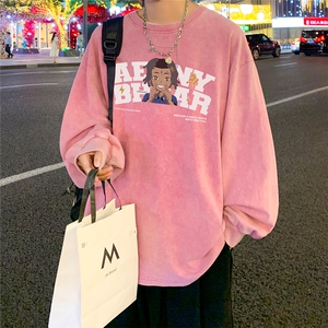 直播品质 重磅纯棉 美式蜡染水洗做旧潮牌宽松长袖t恤 CT317特P38图片