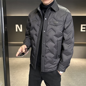 标M517-P168 冬季新款拼接款衬衫领羽绒服图片