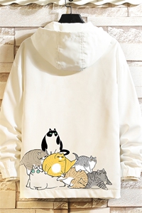 JK65155-P45 连帽夹克男大码胖子棒球服上衣外套 砖墙挂拍图片