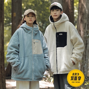 冬季新款羊羔绒加厚棉衣双面穿港风宽松连帽时尚百搭MY9300 P110图片