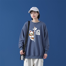 Y2414P38中性模特男士bf宽松卫衣港风卫衣新款圆领韩版潮流衣服，男装卫衣，星座510A-1