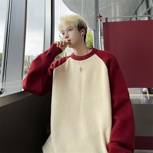 美式圆领毛衣男慵懒风休闲针织衫M6522P48
