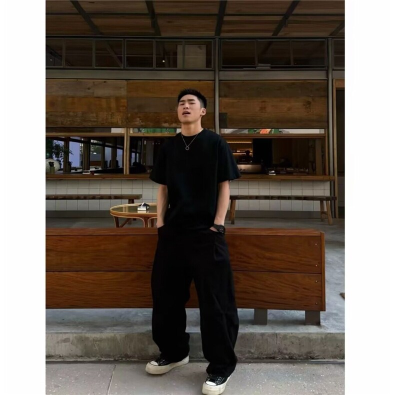 美式复古军绿色弯刀工装裤男款秋季水洗纯棉裤子阔腿直筒休闲长裤,男装棉裤,星座1001-1