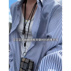 【网图】B221美式ins高街暗黑宽松条纹长袖衬衫SY2551-特P30控59，男装衬衫，电商B221