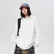 抖音得物高品质二开26春装美式高街无帽绳光板纯色连帽卫衣XS056，男装卫衣，电商A486-1