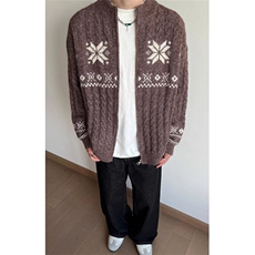 【005】费尔岛菱格提花开衫毛衣男针织拉链外套A079-M651-P76，男装针织衫/毛衣，电商A079
