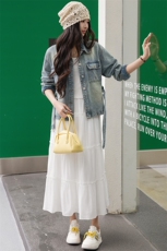 宋佳同款2025春夏季女装欧货新款时尚翻领配腰带百搭牛仔外套上衣，女装牛仔外套，美拉德工厂直营店