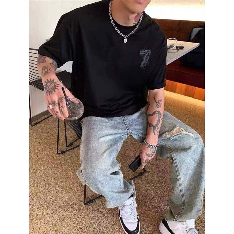 网图现货印花短袖T恤男夏季美式圆领宽松上衣914-4-D047P38控48,男装T恤,星座914-4