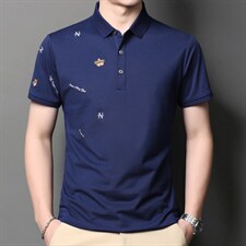 爸爸t恤短袖夏装2023新款男士中年人翻领休闲百搭老年人体恤衫,男装T恤,电商B212（原钱塘6029）