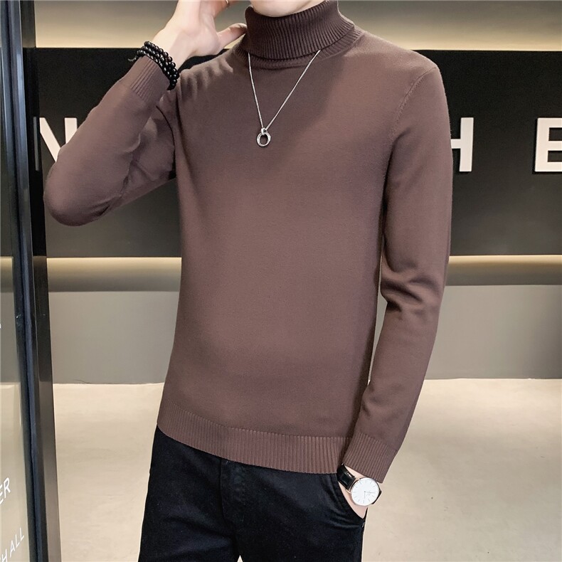 高领毛衣男冬季休闲青年男士两翻高领内搭长袖打底针织衫M603-p35图片