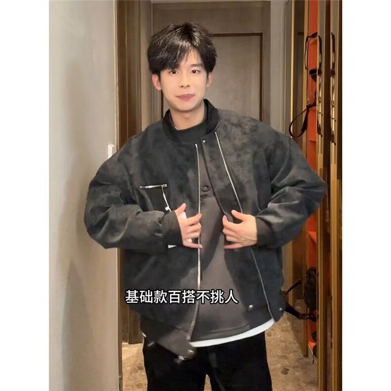 F078-P76皮衣夹克外套男小立领机车服秋季款高级感潮流,男装皮衣,电商B323A