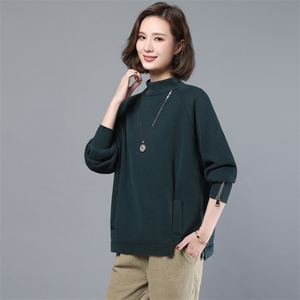 2022年秋季新款韩版加绒加厚半高领卫衣女长袖休闲打底衫女棉春秋图片