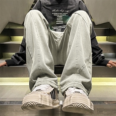 时尚高街复古纯黑色微喇牛仔裤男hiphop牛仔裤K790-特批45，男装牛仔裤，星座718-1