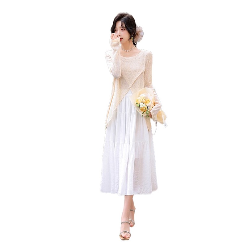 设计感宽松显瘦防晒衣套装裙女2024夏季新款气质连衣裙两件套,女装套装/套裙,流量+