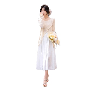 设计感宽松显瘦防晒衣套装裙女2024夏季新款气质连衣裙两件套图片